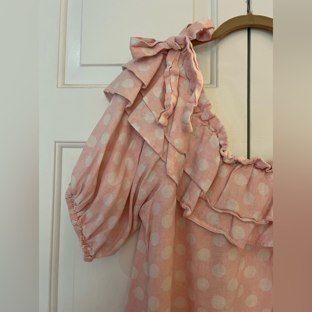 Lisa Marie Fernandez for Target Light Pink Polka Dot One-Shoulder Dress Size S - Picture 5 of 10